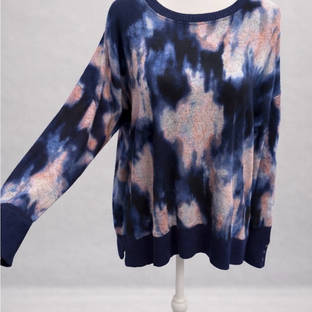 Westbound Blue and Pink Tie-Dye Sweater L XL